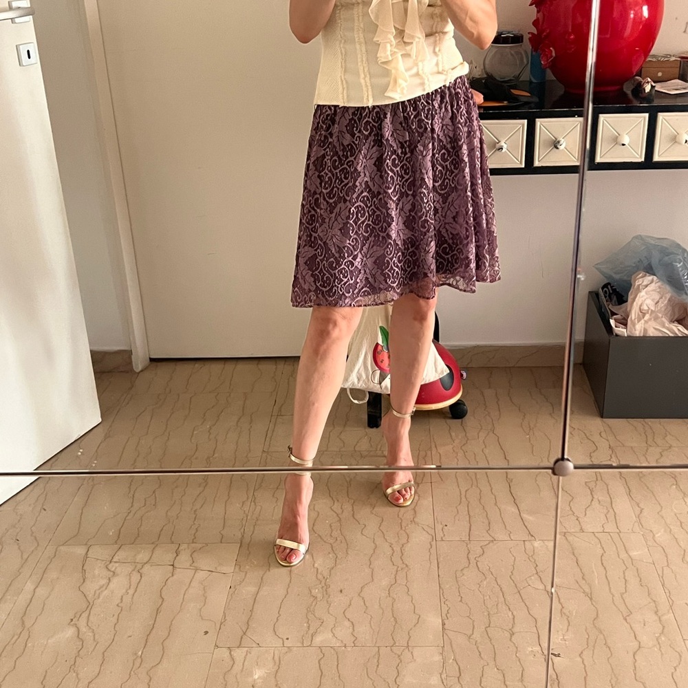 Chic Lace Skater Skirt in Purple